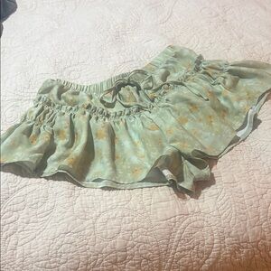 SHEIN Sage Green Floral Ruffle Mini Skort
